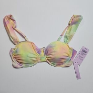 Wild Fable Women’s Bikini Top Multicolor Pastel Tie-Dye Underwire Padded M NWT